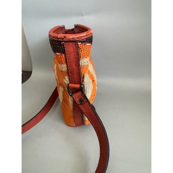 Hand Made Turkish Kilim Arts Crossbody Purse Tapestry Wool Leather Strap Boho - Picture 3 of 11